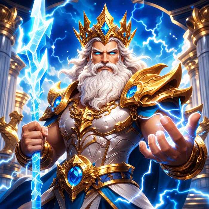 Gates of Olympus thunder god illustrated art